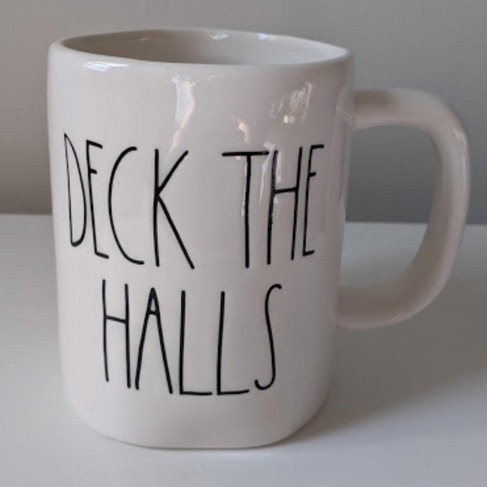 Rae Dunn Deck the Halls Cream and Black Mug